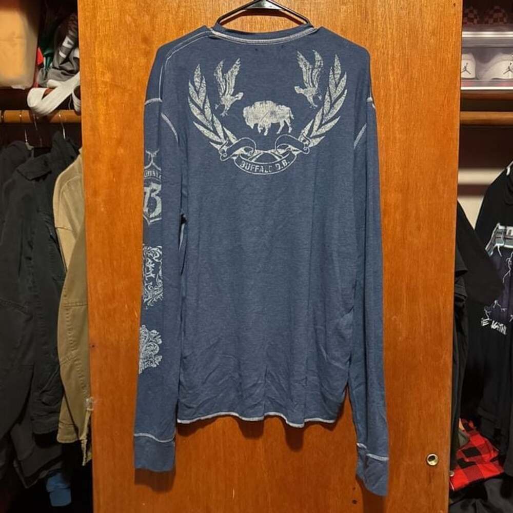 Y2K BUFFALO Men's Long Sleeve Organic Cotton Crewneck Thermal Shirt